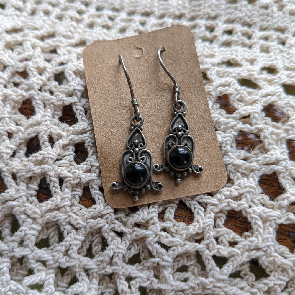 Sterling silver onyx earrings